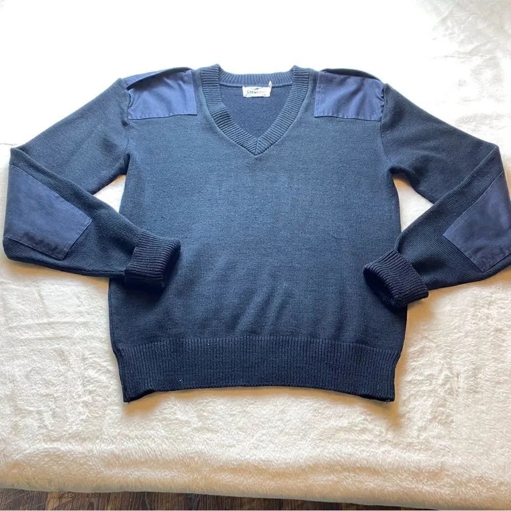 Crew Gear Black V Neck Commando Long Sleeve Sweater Size Medium